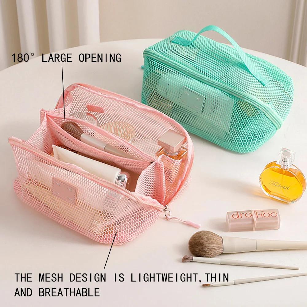 Portable Travel Toiletry Storage Women Organizer Bag Mesh Makeup Bags Large Capacity Tote Skincare Makeup Case