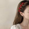 1PC Korean Red Velvet Rose Hair Clips For Women Small Flower Hairpins Girls Elegant Hair Clip Pin Barrettes Wedding Hair Accessories