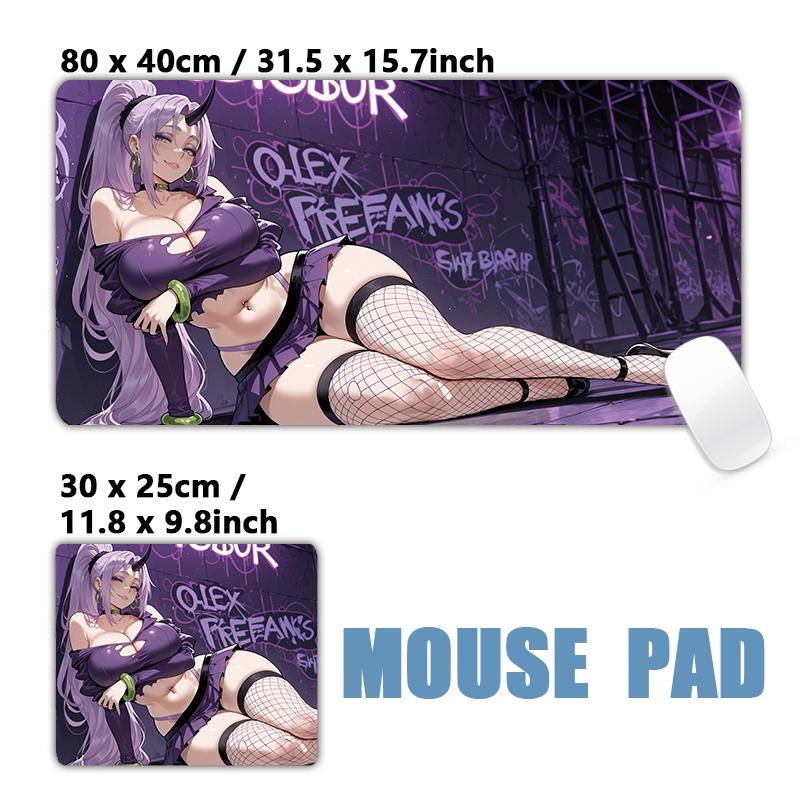 Gaming Mouse PadAntislip Stitched Edges Stylish Urban Anime Girls Graffiti Street Print Gaming Keyboard Mat for Gamers
