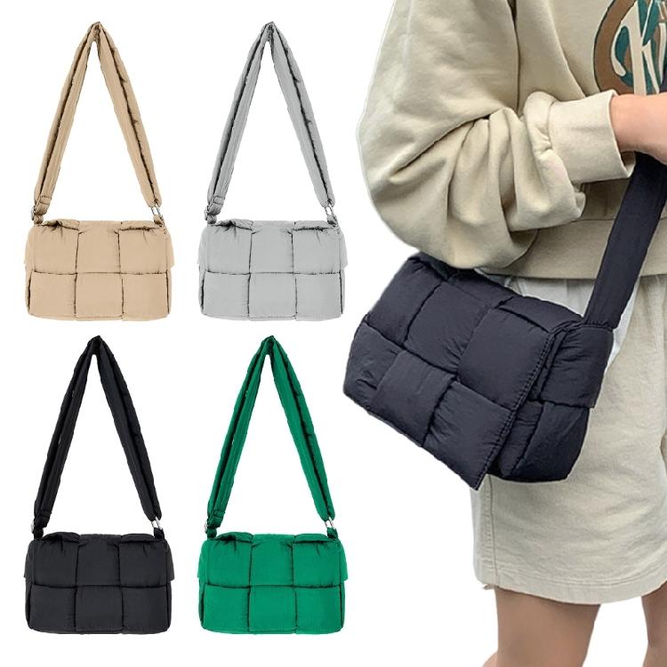Contemporary Cotton Space HandbagsLarge Puffer Woven Shoulder Bag for Women