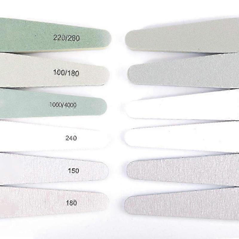 Set of 6 Mixed Double-Sided Nail Files - Buffing & Polishing EVA Strip Nail File Kit for Professional & At-Home Nail Care
