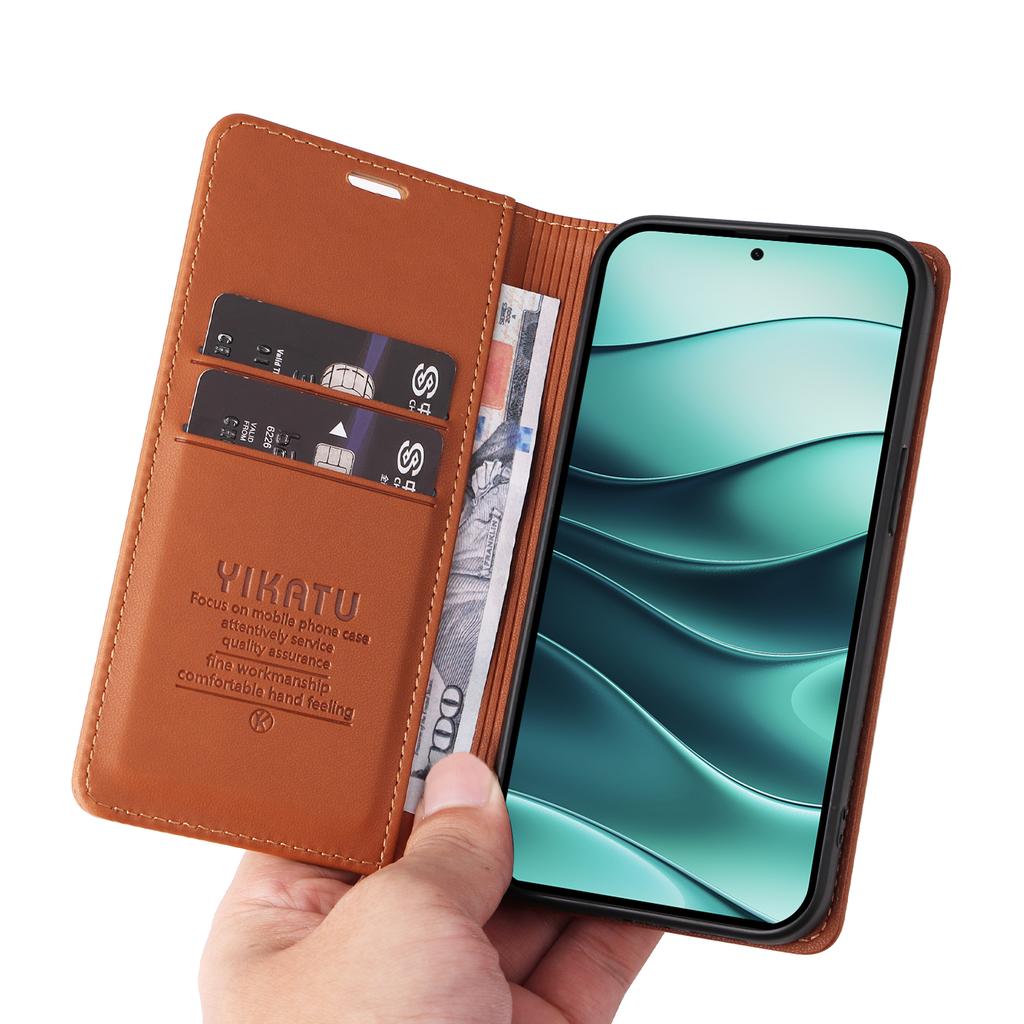 YIKATU YK-001 For Xiaomi Redmi Note 14 5G Case Stand Leather Phone Cover Strong Magnetic Closure