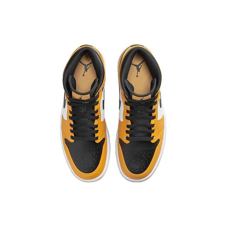 Air Jordan 1 Mid Reverse Yellow Toe Męskie Trampki Taxi Biały Czarny 554724-701