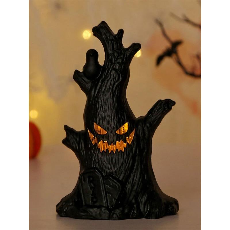 Halloween Decoration Pumpkin Lights LED Electronic Candle Lights Ghost Stump Decoration Ghost Face Holiday Atmosphere Ornaments