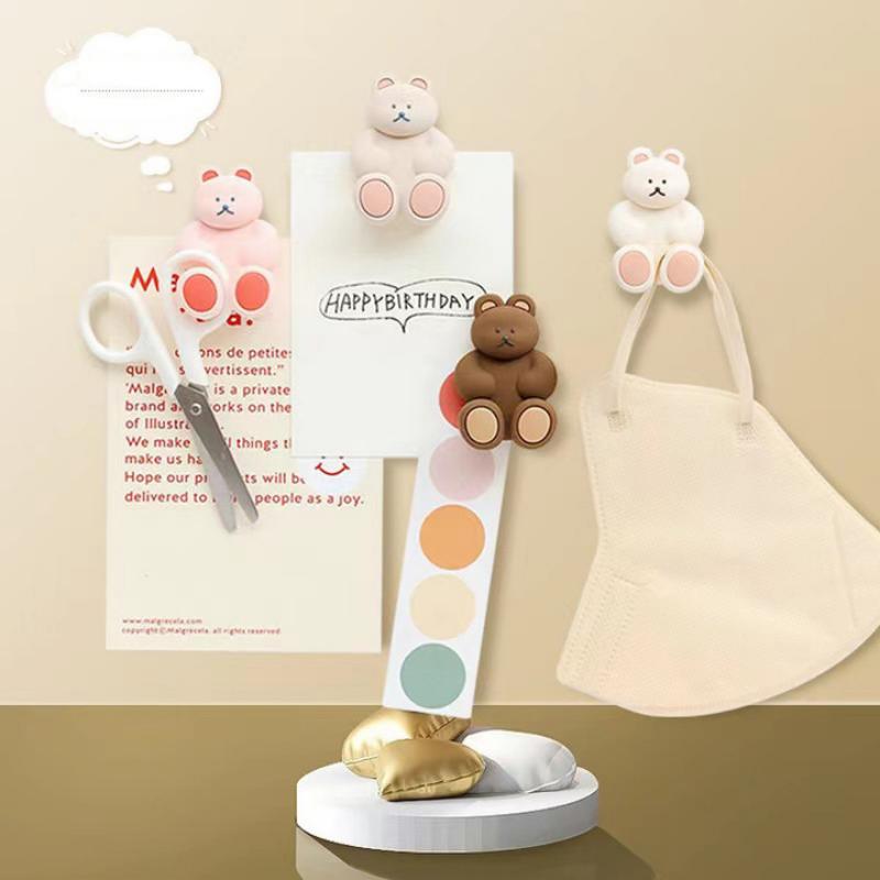 Roztomilá trojrozměrná medvědí silikonová přísavka Držák na zubní kartáček Perforace do koupelny zdarma Držák na zubní kartáček na zeď závěsný