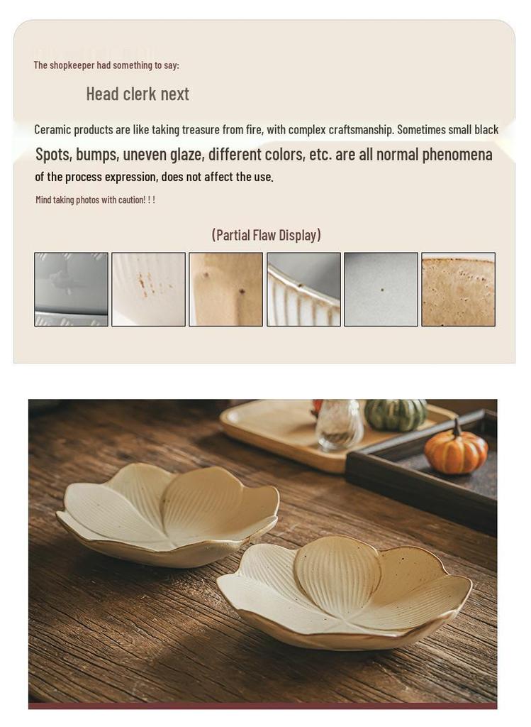 Handcrafted Lotus Pottery Plate - Retro Japanese Tableware for Fruit, Salad, and More