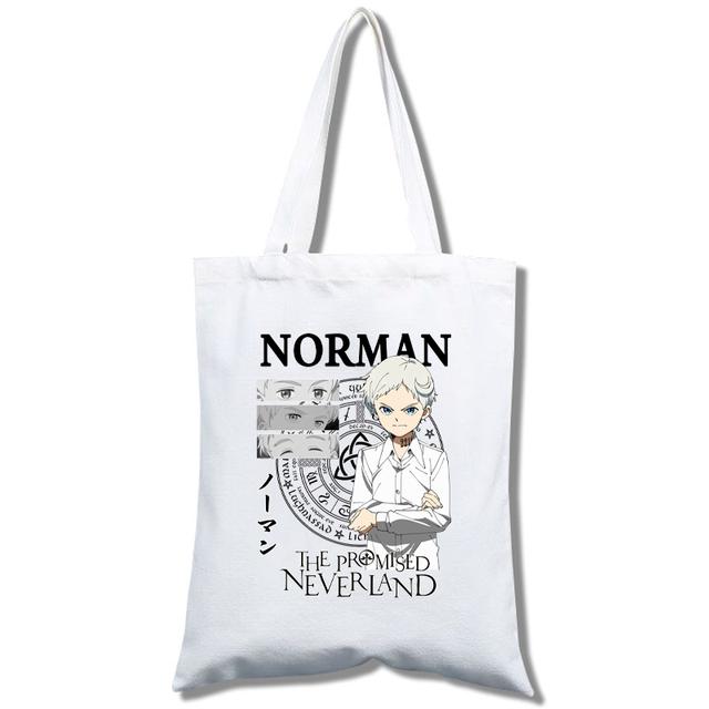 Fashion Anime The Promised Neverland  Men Women Reusable Shopping Bag Cartoon Print Eco-Friendly Canvas Tote Bag