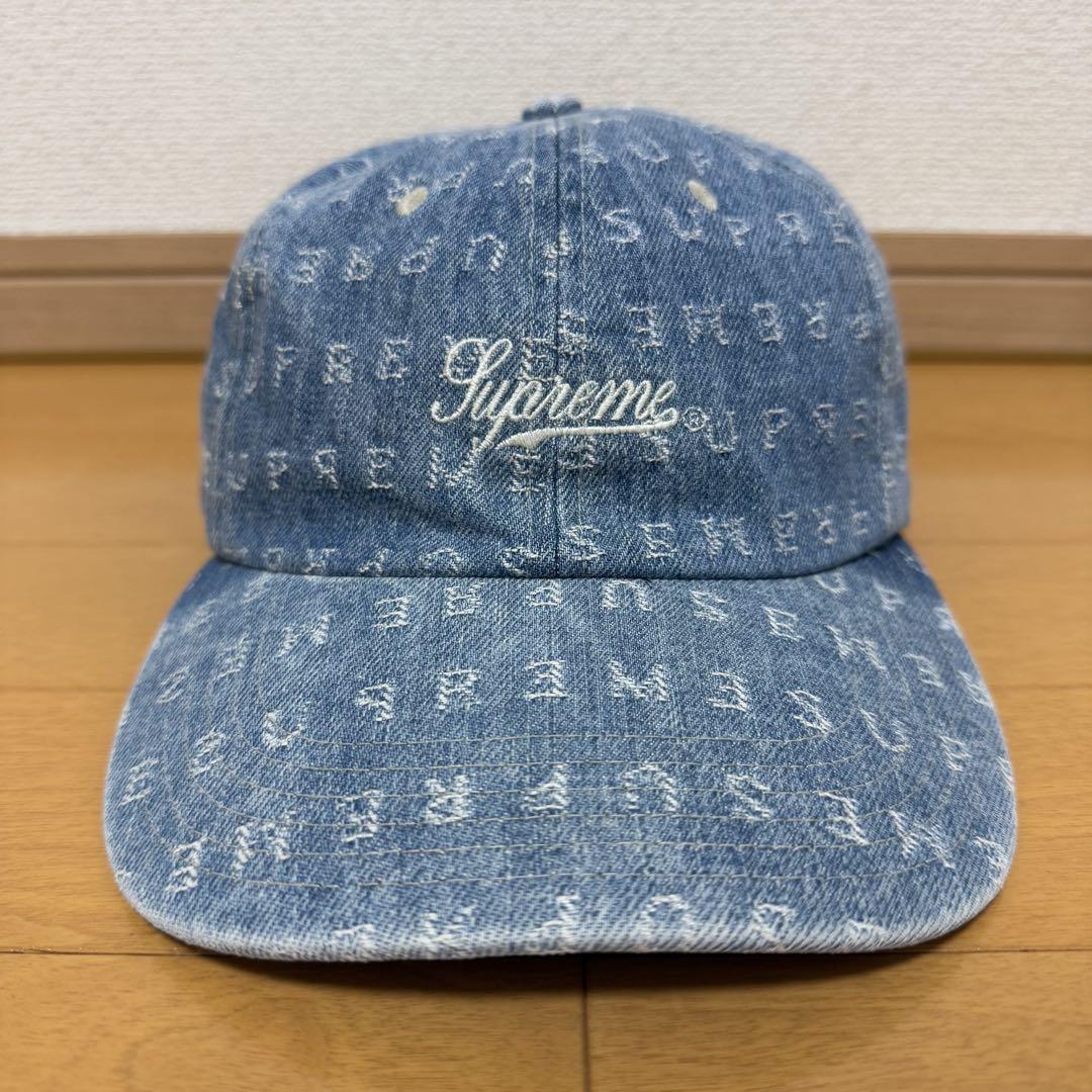 

[USED] Supreme Jacquard Logo Denim 6-Panel in Blue