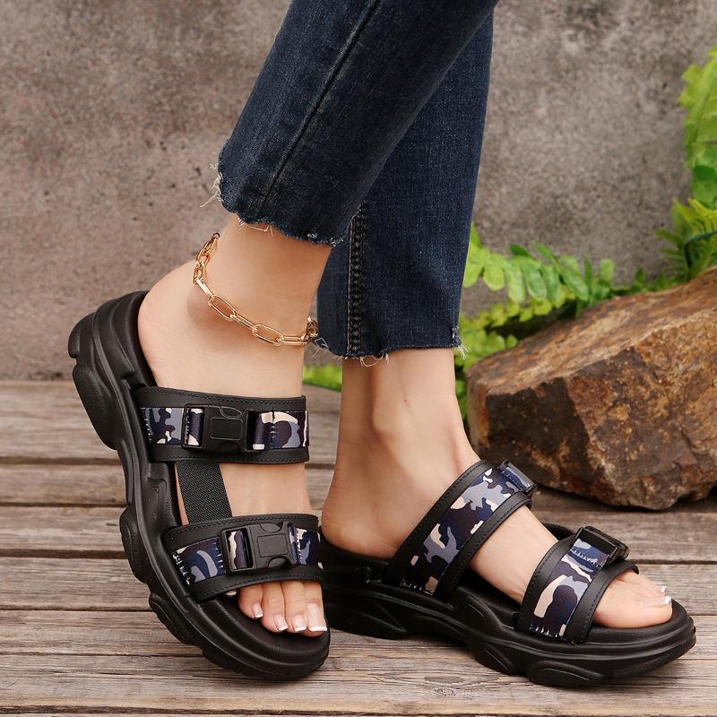 

High-top Shoes, Wedge Heels, Women s New Style Strap-on Beach Shoes, Slippers 41 чорний
