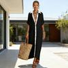 Maxi Abito da Donna Camicia a Tunica Casual con Bottoni Manica Corta