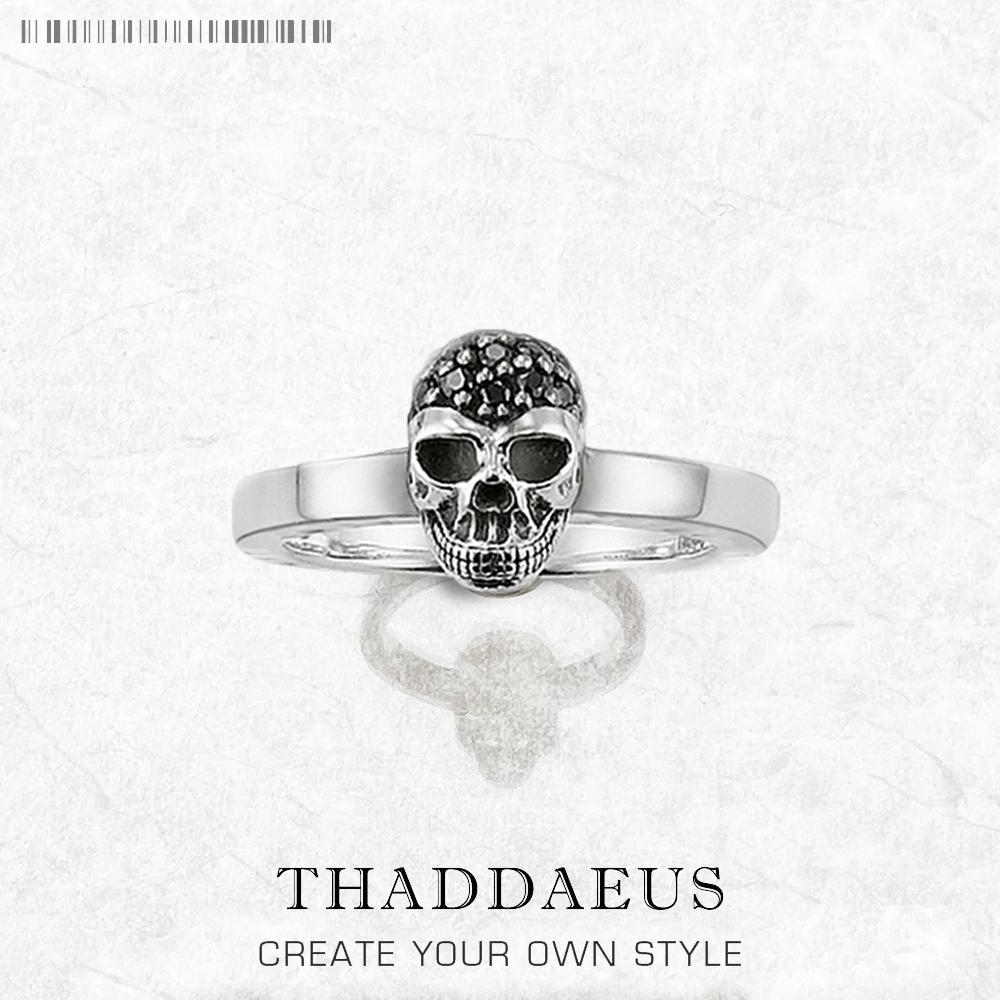 

Black Skull Ring,Europe Rebel Street Fine Punk Jewerly For Women Aumtmn Brand New Gift In 925 Sterling Silver resizable