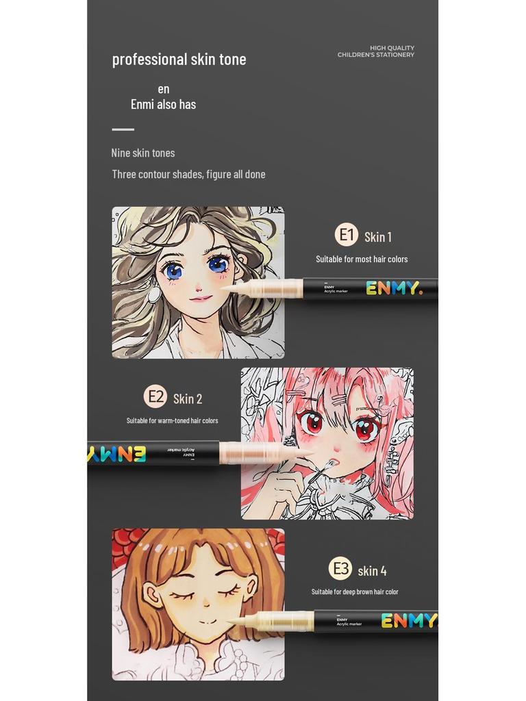 Enmi Liquid Acrylic Marker Set - 80 Colors, Soft Tip, Layerable, for Children's Painting In Black Box