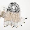 Sciarpa Boho da donna, leggera, con stampa floreale, scialle con frange, moda autunno inverno