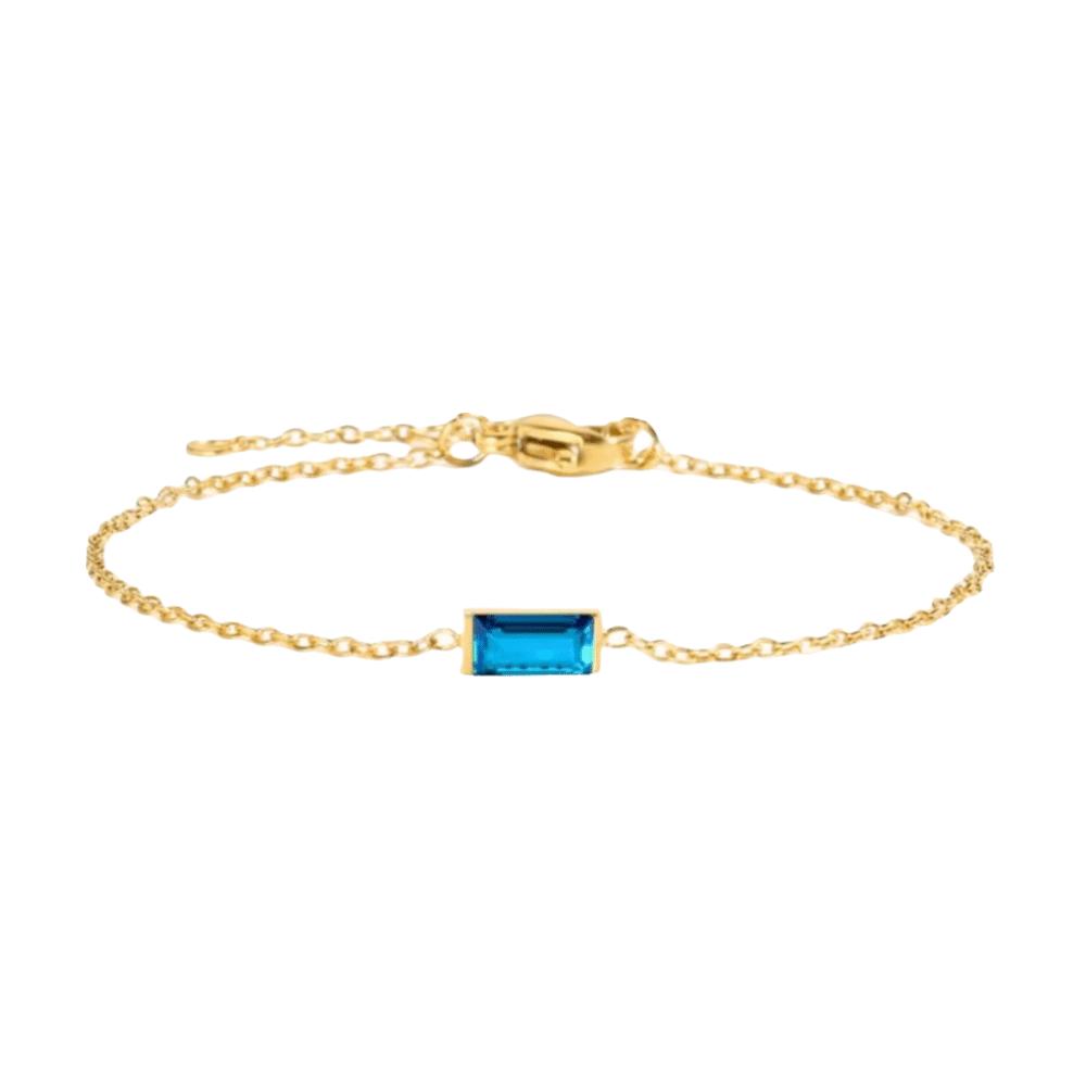 Quadratischer Zirkon Goldplattiertes Armband Stapelbares Minimalistisches Armband Trendiges Geburtsstein-Armband Täglich