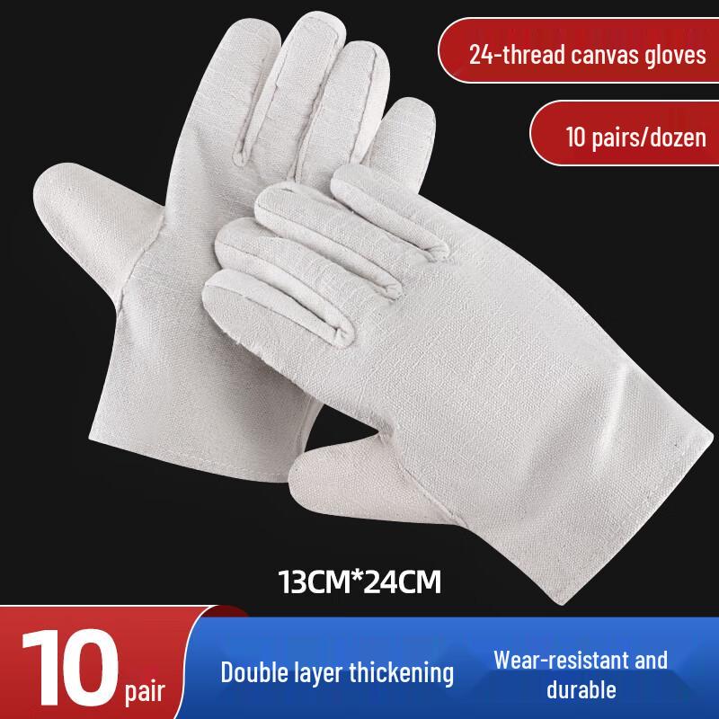 Thickened Canvas Work Gloves for Welding & Mechanics (20 Pairs)