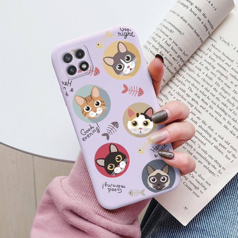 

For Samsung Galaxy A22 4G A 22 A22S 5G Cover Cute Cartoons Heart Cat Soft Silicone Shockproof Phone Case For Samsung A22 Fundas A22 4G
