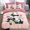 Cartoon Panda Bedding Set 2/3Pcs Soft Microfiber Duvet Cover Pillowcases Kids Boys Girls Bedroom Decor Twin Queen King Size