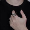 Men's Thai Silver Arrow Ring: Retro Punk Wide Band Open Thumb Ring