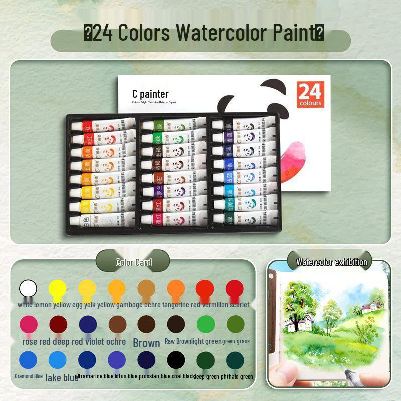 Children's Portable Watercolor Paint Set In Walnut Box
