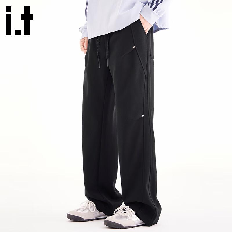 :CHOCOOLATE Men's Pleated Straight-Leg Casual Pants
