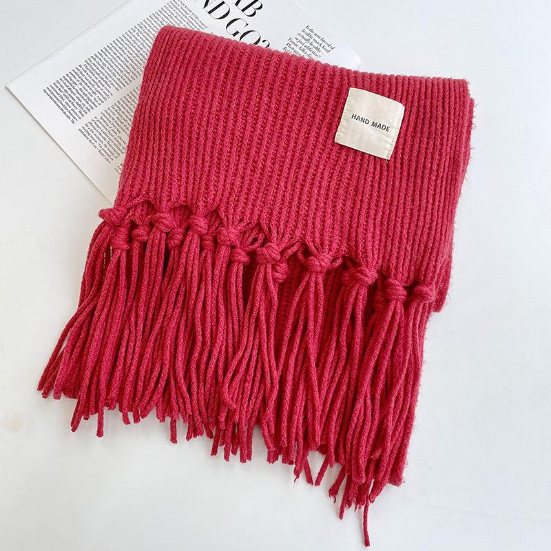 Scarf Women's Winter Korean Style Versatile Macaron Couple Student Knitted Wool Warm Tassel Shawl Neck Scarf Neck Protector