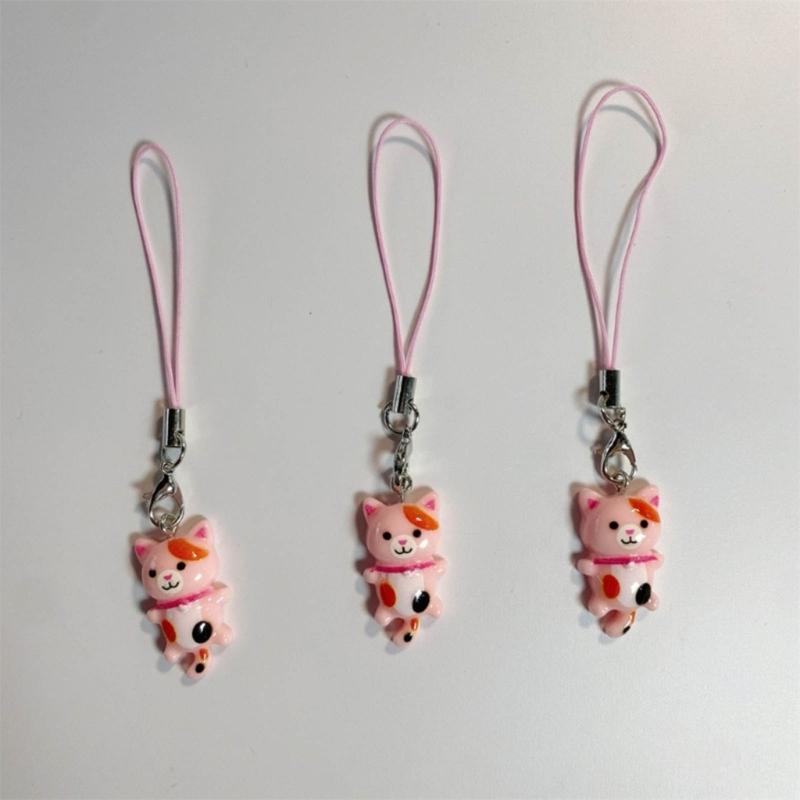 Lovely Cartoon Cat Key Chain Charming Feline Pendant Anti-Lost Chain Jewelry