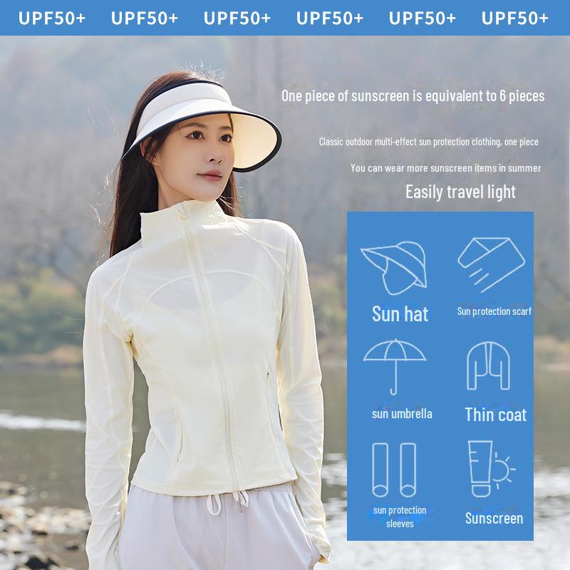 Women's Ultra-Light UV Protection Yoga Jacket - Stylish Slim Fit Summer Cardigan with Stand Collar