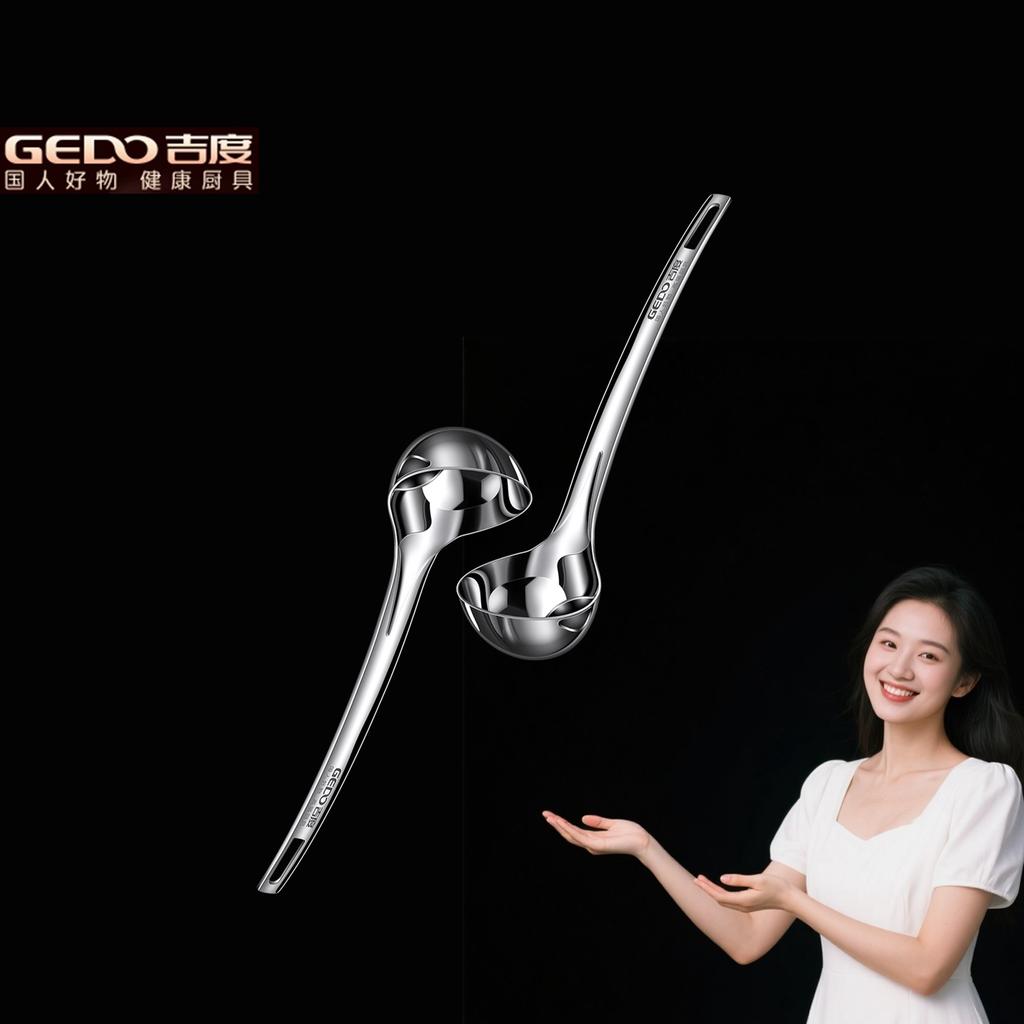 2 Stück GEDO Küchenöl-abtrennende Löffel 305mm Länge 83mm Breite Familien-Servierlöffel Ultra-dicker Suppenlöffel für Bankett