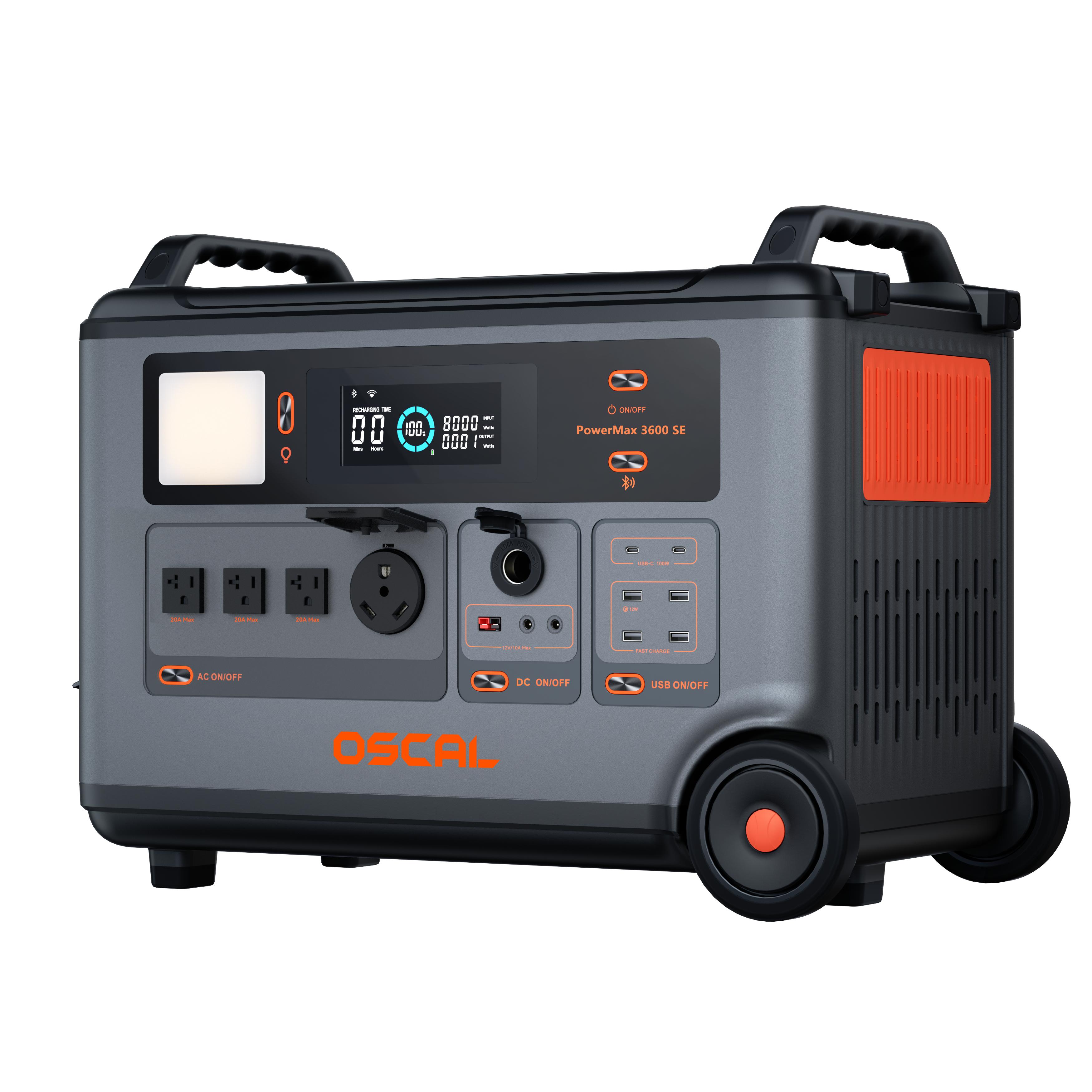 OSCAL PowerMax 3600SE Powerstation Intelligente App-Steuerung 8 Lademethoden 3600W Nennausgang