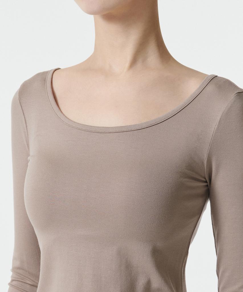 Musinsa Standard Woman Women'S Tencel Slim Ballerina Long Sleeve T-Shirt [Grayish Beige]