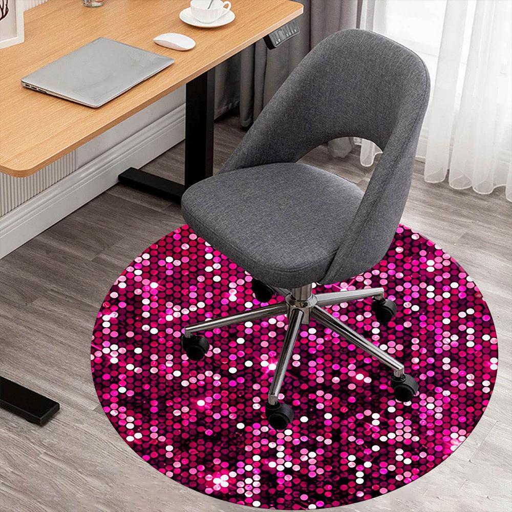 1pc Pink Sequins Round Chair mat Area Rug - Non-Slip, Floor Mat for Office, Bedroom, home decor Christmas Gift p0811086