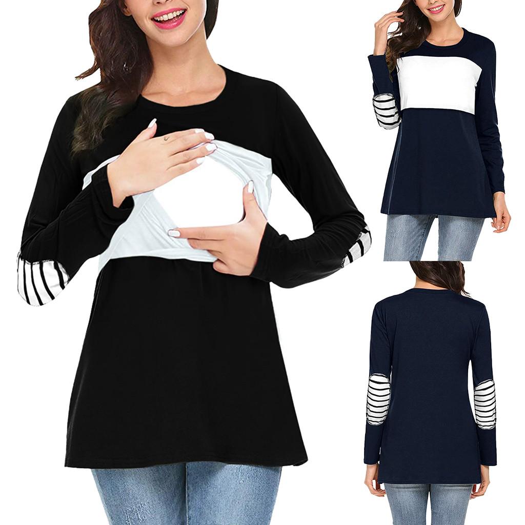 Buy Women Maternity Striped Nursing Tops Long Sleeve Tshirt For