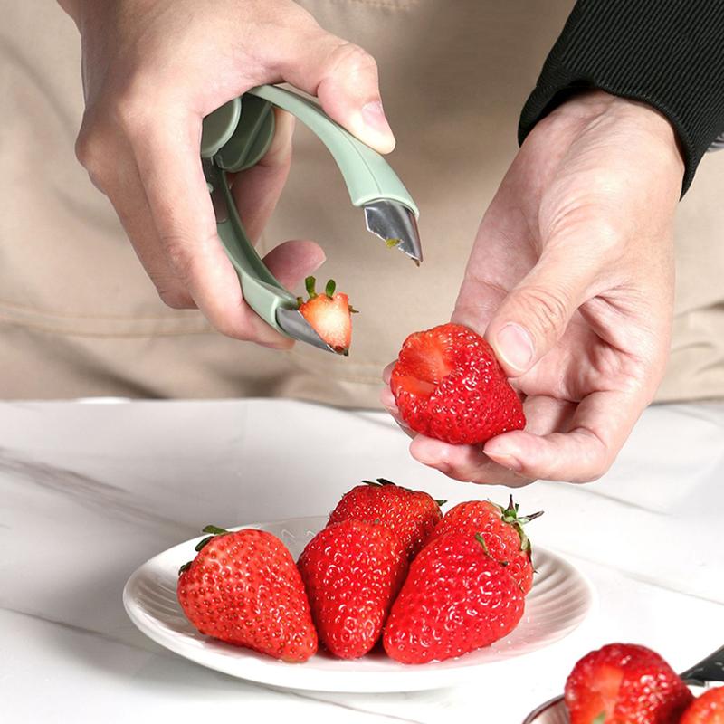 ABS+Stainless Steel Strawberry Stem Remover Tomato Pineapple Corer Fruit Eye Peeler Kitchen Tool (BPA Free,No FDA Certificate)