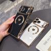 For For Iphone 17 Air Pro Max  Plating Love Heart Frame  Magnetic Phone Case For For Iphone 13 14 15 16 Plus Back Cover