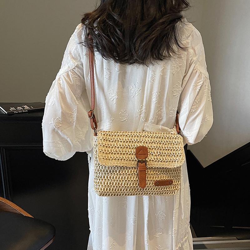 New Fashionable Straw Women's Bag, Trendy Vacation Casual Shoulder Crossbody Bag, Versatile Stylish Straw Flap Bag CLE