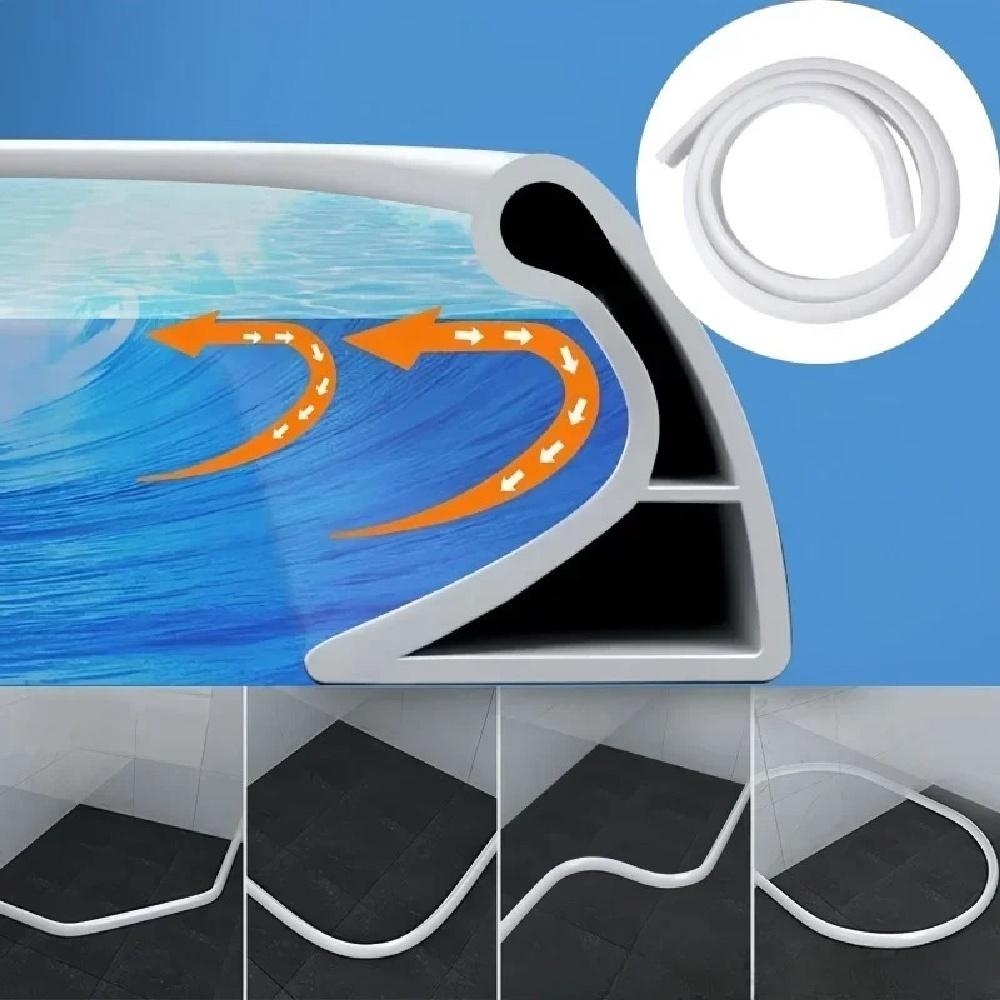 1pc 1m 4cmX3cm Shower Water Dam Self Adhesive Dry Wet Separation Shower Threshold Flexible Silicone Water Dam Guard Shower Edge