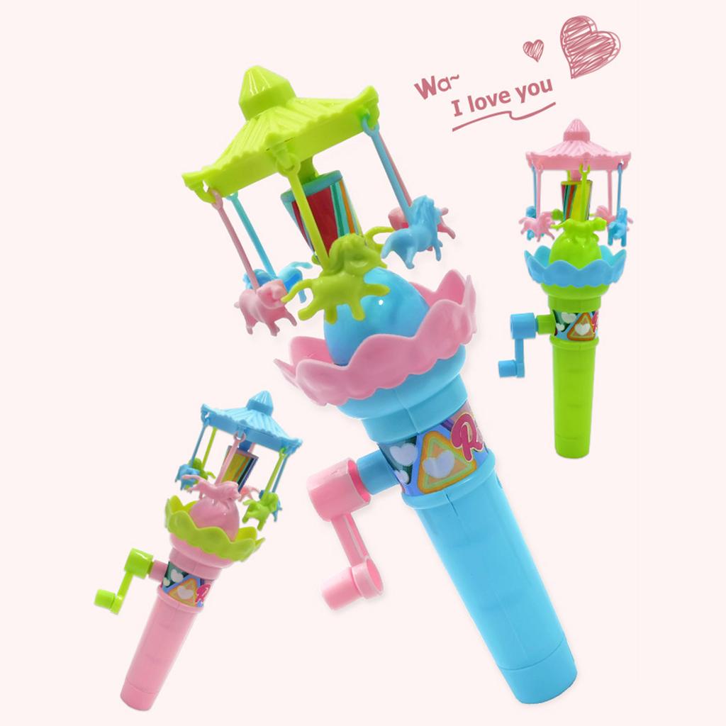 Hand Cranked Rotating Carousel Toy with LED Lights Glowing Toy (Random Color) Fun Merry-Go-Round Toy with Lights