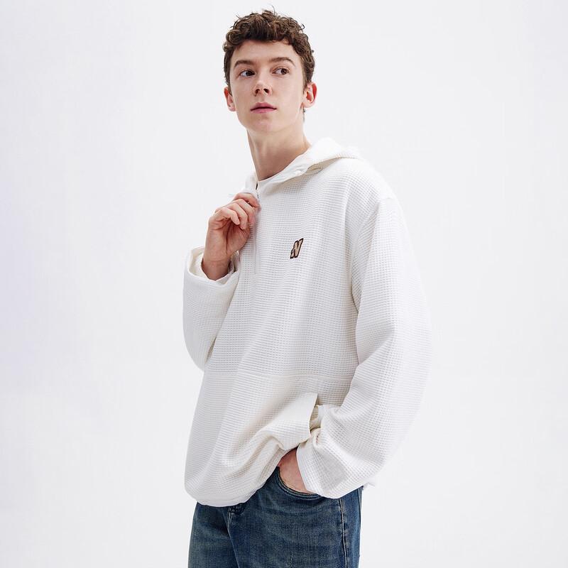 NVG·YOUNG Men's Waffle Half-Zip Hooded Sweatshirt