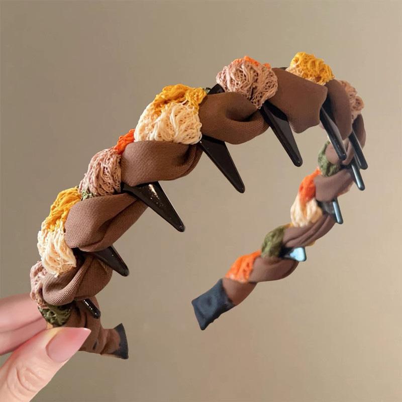 Red headband for women, wide-brimmed, hair-pressing, face-washing headband, high-end, stylish, fashionable headwear, hairpin headband