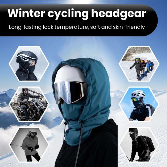 Waterproof Fleece Lined Riding Headgear with Goggles 3-in-1 Full Cover Ski Hood