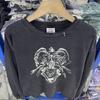 Mens Oversized Heavyweight Cotton Long Sleeve Tee With Distressed Graphic Print Streetwear Casual