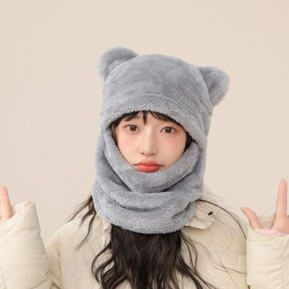 Keep Warm Bear Cap Scarf Set Korean Style Winter Pullover Cap Fashion Beanies Cap  Winter