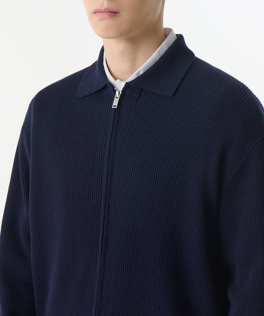 Musinsa Standard Cotton Collared Knit Zip-Up [Navy]