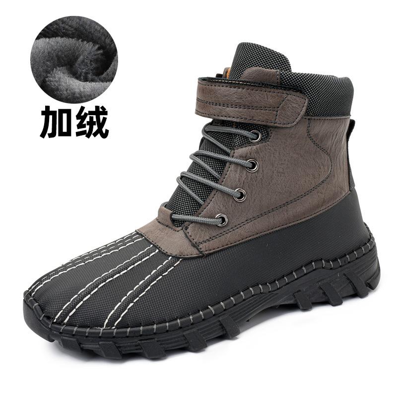 Hot-selling Waterproof Snow Boots Men's Autumn and Winter High-top Handmade Men's Shoes Outdoor Tooling Boots Velvet Duckbill Boots Cotton Shoes
