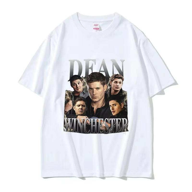 Retro Dean Winchester Actor Graphic TShirt Unisex Fashion Short Sleeve Tshirts Men Casual Cotton Oversized T Shirt Streetwear