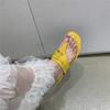 Beautiful Yellow Toe Thick Heel Flip-flops Female Summer Wear Fashionable Versatile Fairy Pinch Feet Low Heel Sandals
