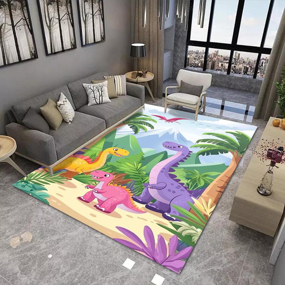 

Cartoon Dinosaur Carpet Mat T-Rex Triceratops Prehistoric Landscape Kids Room Educational Colorful Playful Home Decoration Rug 40x60cm