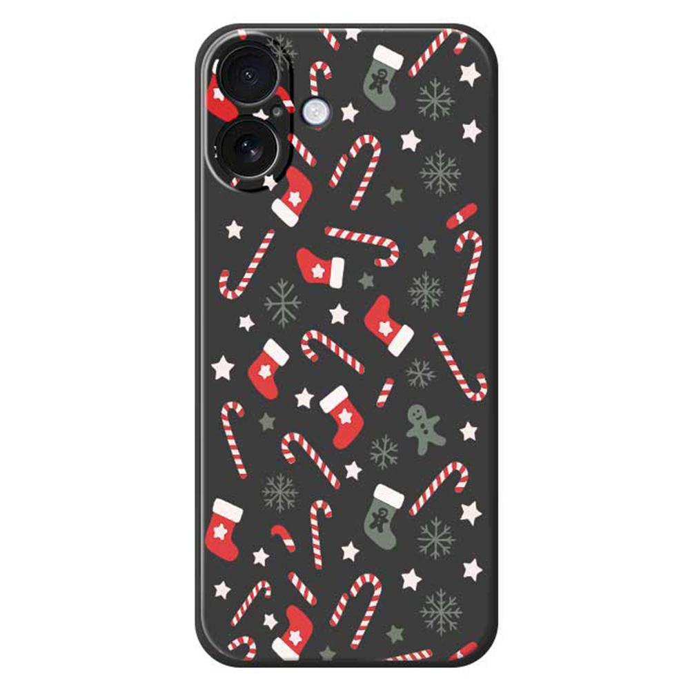 Für iPhone 17 Hülle Rot Grau Socken und Zuckerstangen Musterdruck Gerade Kante TPU Handy Rückseite