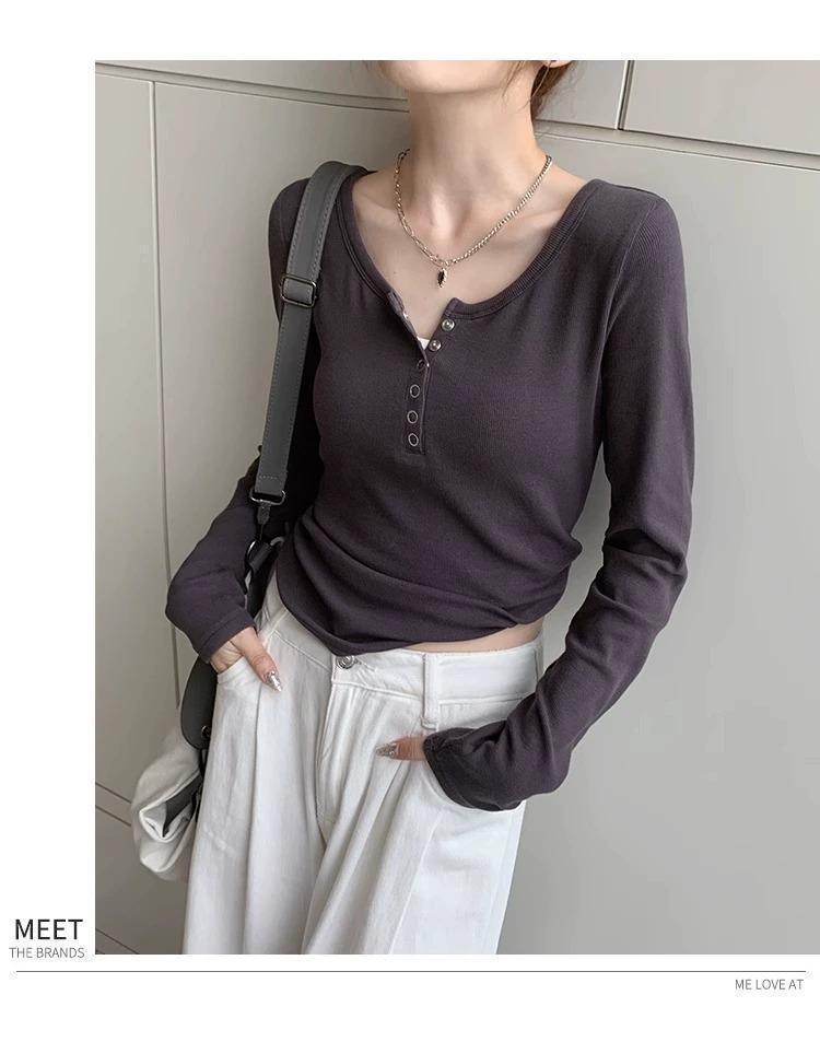 2026 Early Autumn Slimming Long Sleeve T-Shirt for Students