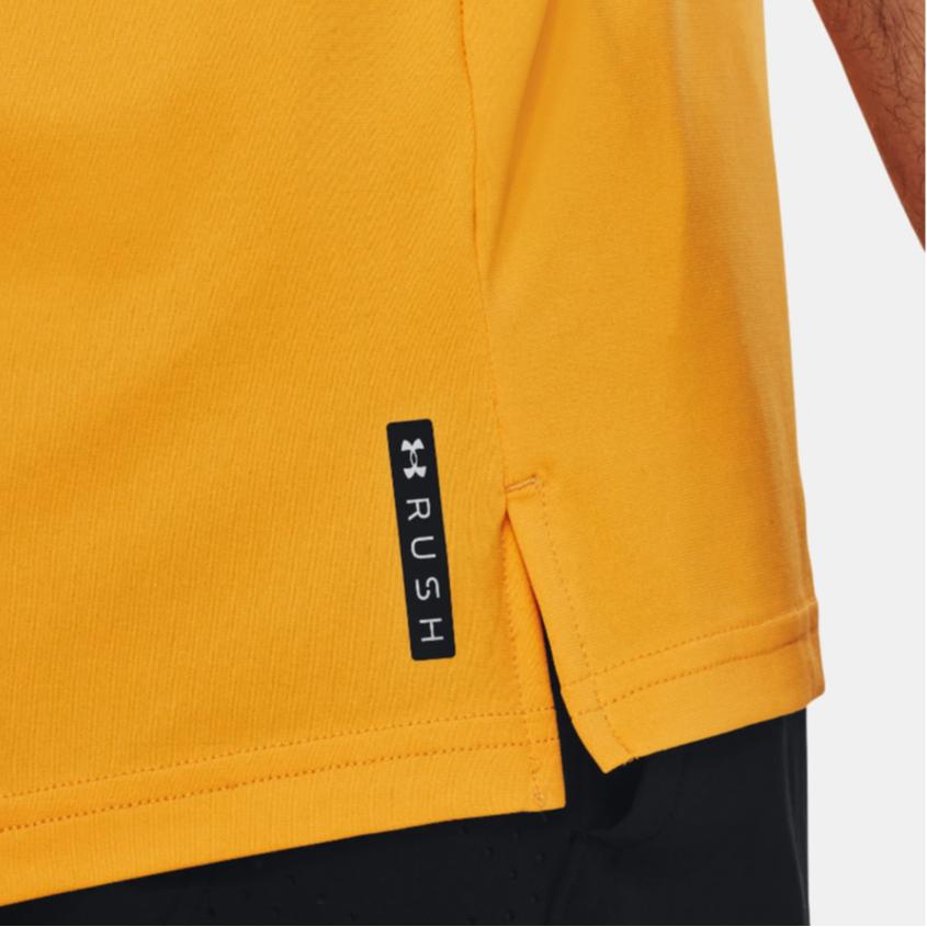 Under Armour Rush Series Crew Neck Logo Print Short Sleeve T-Shirt Men Tops Yellow 1366138-782